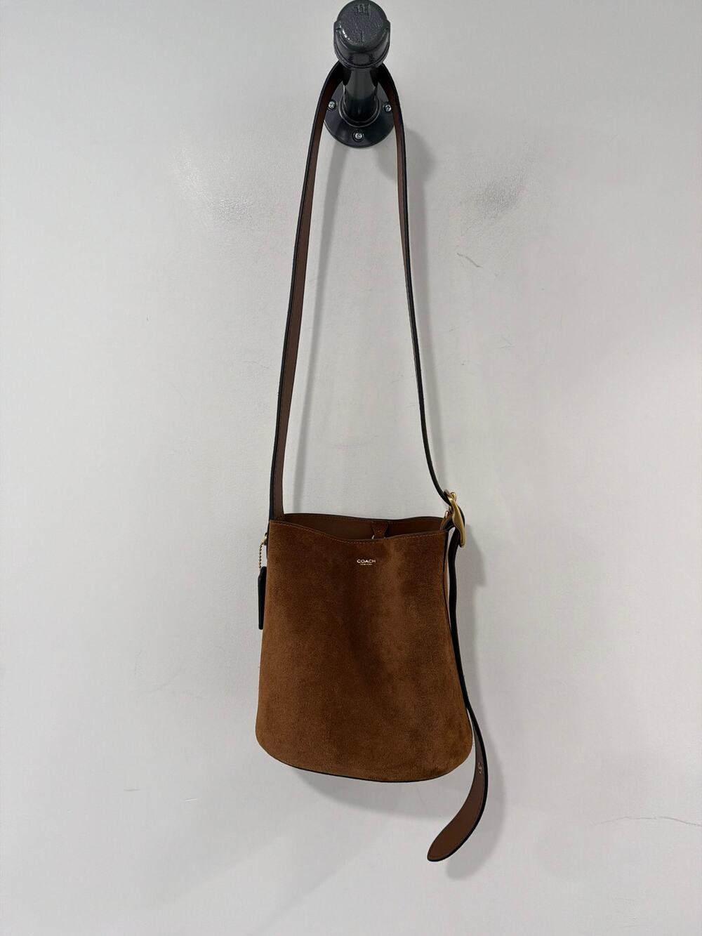 Coach Suede Bleecker Bucket Bag 21 Brown #CCW84